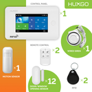 Alarm bezprzewodowy WiFi + GSM 4G LTE - zestaw alarmowy HUXGO z aplikacją TUYA - HXA006 4G W D12 PS z syreną przewodową
