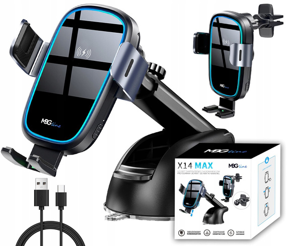 MBG line® X14 MAX - Support de voiture avec chargeur sans fil pour téléphone de 4,7 à 6,9 pouces