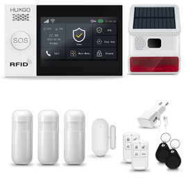 HUXGO® HXA007 - Wireless security system WiFi + GSM with 3x Motion Detector & 1x Door / window sensor with Wireless Siren | Home Alarm System SET with App TUYA