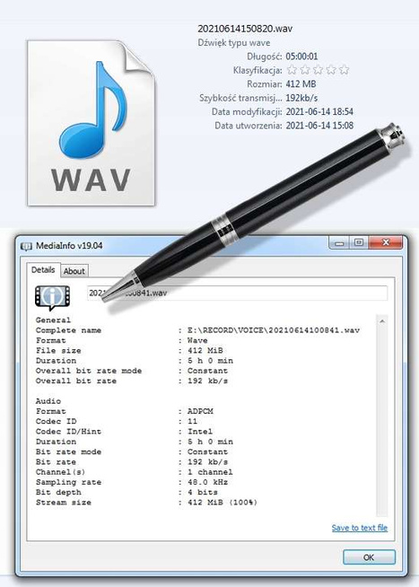 MBG line® Spy Pen Q60 - Voice recorder 8GB - Eavesdropping device192kbps with sound detection 