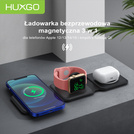 HUXGO® Stazione di ricarica Mag-Safe per telefono cellulare, iPhone e smartwatch, caricatore wireless, magnetica pieghevole 3-in-1, stazione di ricarica portatile con protezione da sovraccarico - BY-MF82_B Nero