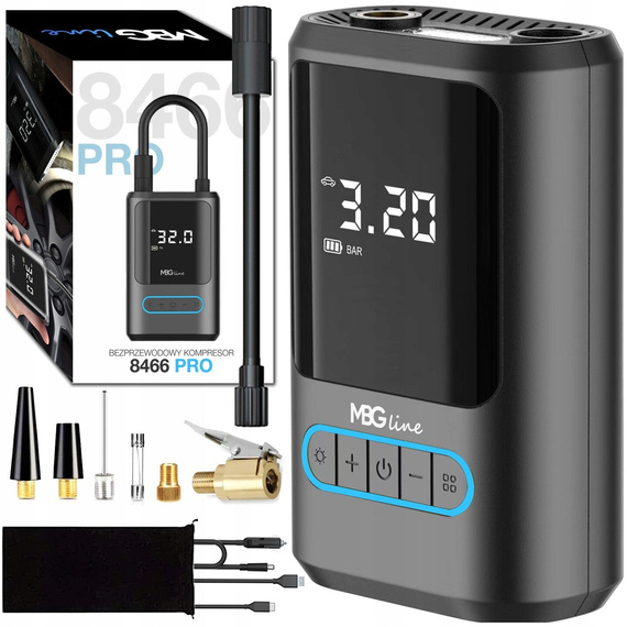 MBG Line 8466 PRO Wireless Electric Air Compressor with 4000 mAh Power Bank – Car & Bike Pump