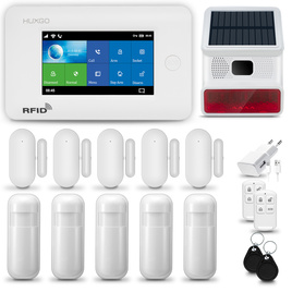Alarm bezprzewodowy WiFi + GSM 4G LTE - zestaw alarmowy HUXGO z aplikacją TUYA - HXA006 4G W R5D5 BS z syreną bezprzewodową