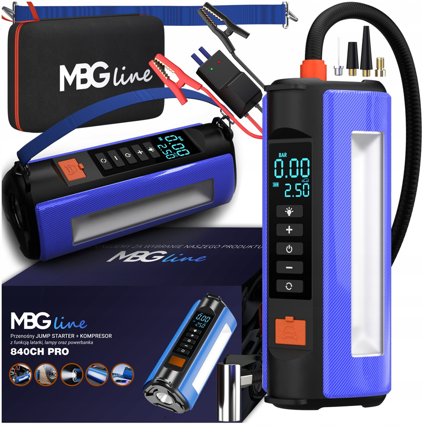 MBG Line® 840CH PRO – Profesjonalny Jump Starter z Kompresorem, Powerbankiem i Latarką LED – 1000A / 10400 mAh / 150 PSI pol_pl_Jump-Starter-Kompresor-Samochodowy-Dmuchawa-Pompka-Powerbank-MBG-Line-840CH-PRO-1817_16