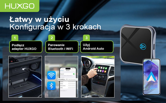 HUXGO® Wireless Adapter Android Auto, kompatibel mit Android-Smartphones BY963A/A