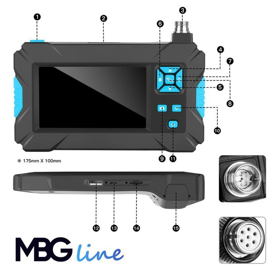 MBG line® P30 8mm - Telecamera di ispezione con obiettivo 1080p Full HD - Con cavo da 10 m