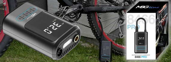 MBG Line 8466 PRO Pompe électrique sans fil avec powerbank 4000 mAh – compresseur voiture et vélo