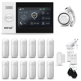 HUXGO® HXA007 - Wireless security system WiFi + GSM with 12x Motion Detector & 1x Door / window sensor | Home Alarm System SET with App TUYA