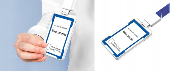 MBG line® Mini Registratore Vocale Spia a Forma di Badge 32GB