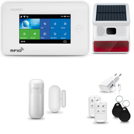 Alarm bezprzewodowy WiFi + GSM 4G LTE - zestaw alarmowy HUXGO z aplikacją TUYA - HXA006 4G W R1 BS z syreną bezprzewodową