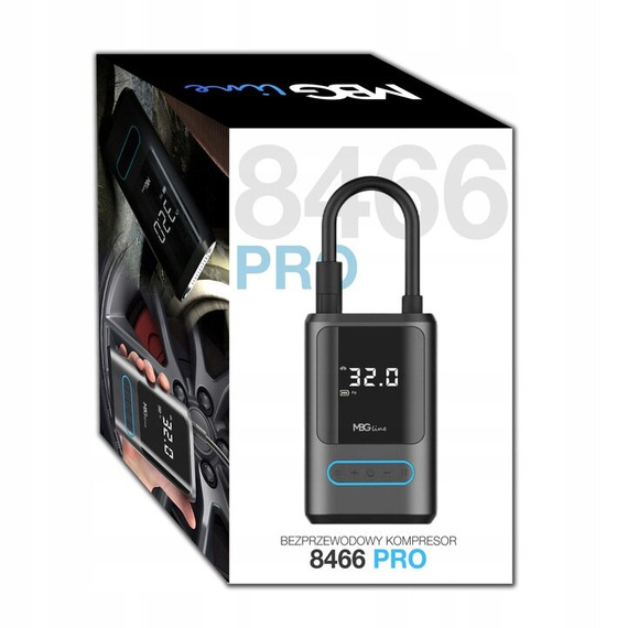 MBG Line 8466 PRO Compressore elettrico cordless con powerbank 4000 mAh – pompa per auto e bici