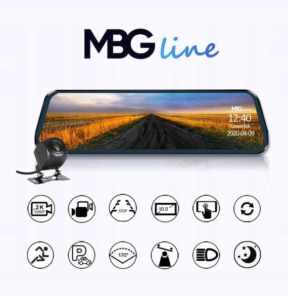 MBG line® HS900 Pro - Rückspiegelkamera fürs Auto - Profi-Parkkamera für unterwegs 2K + FHD