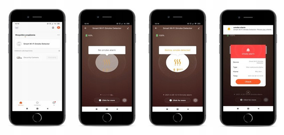 HUXGO® HXA433 Détecteur de fumée WiFi sans fil - Compatible avec l'application TUYA