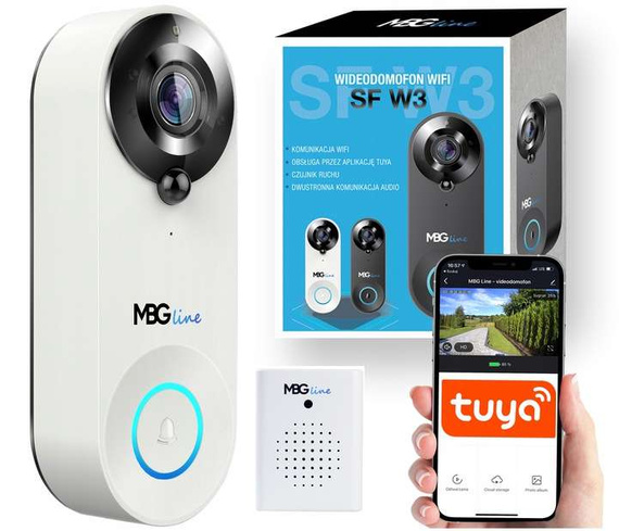 MBG line® SF W3 White - Video intercom with PIR sensor - Door intercom compatible with TUYA app