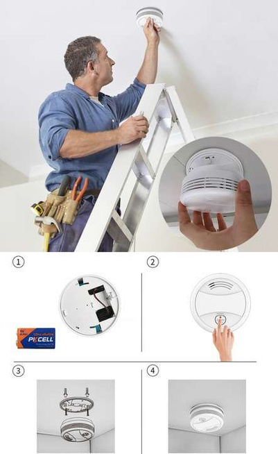 HUXGO® HXA433 Détecteur de fumée WiFi sans fil - Compatible avec l'application TUYA