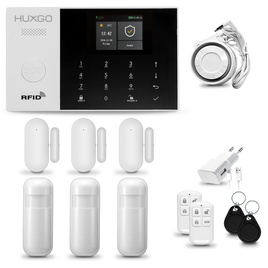 HUXGO® HXA005 - Wireless security system WiFi + GSM with 3x Motion Detector & 3x Door / window sensor | Home Alarm System SET with App TUYA