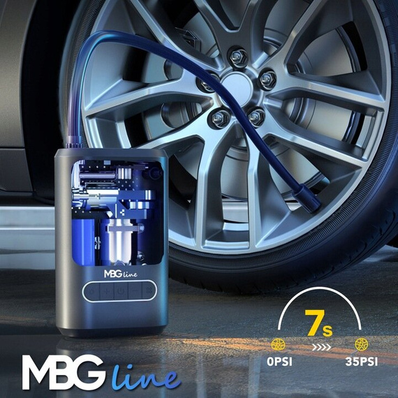 MBG Line 8466 PRO Compressore elettrico cordless con powerbank 4000 mAh – pompa per auto e bici