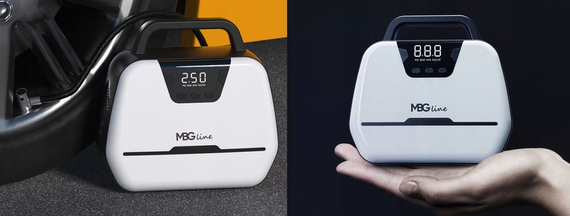 MBG line® Air Pump Car 1866 - Car Compressor 12 V with Digital Display, LED Light and Adapter set