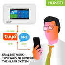 HUXGO® HXA006 - Sistema di allarme wireless WiFi + GSM con 3x Rilevatore di movimento & 1x Sensore per porte e finestre con Sirena senza fili | Allarme casa senza fili Kit con app TUYA