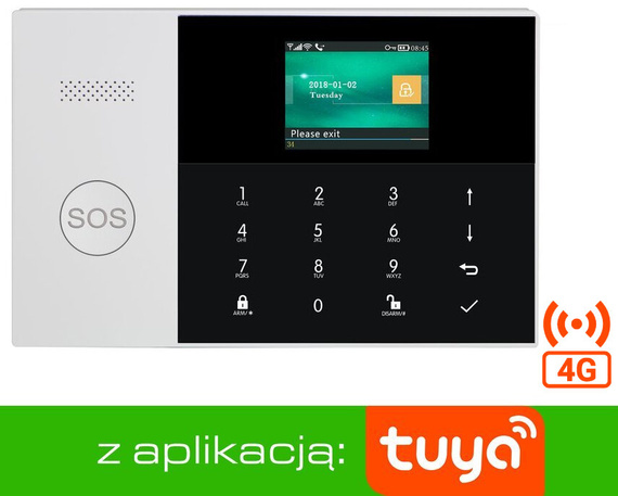 HUXGO® HXA005 Alarm control panel - Wireless alarm system panel with WiFi & 4G LTE - TUYA Smart App