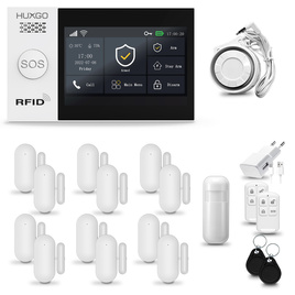 HUXGO® HXA007 - Wireless security system WiFi + GSM 4G LTE with 1x Motion Detector & 12x Door / window sensor | Home Alarm System SET with App TUYA