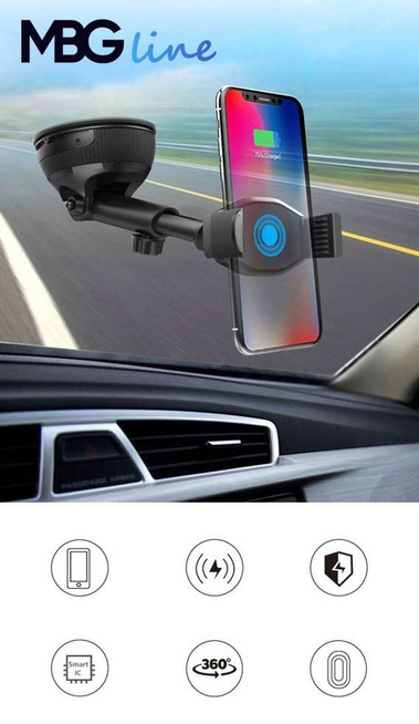 MBG line® HC33 - Car holder with wireless charger for 55-88 mm Wide Phones