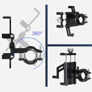 MBG line® BM PRO MH29A - Support universel en aluminium pour téléphone pour vélo, trottinette, moto avec rotation à 360°