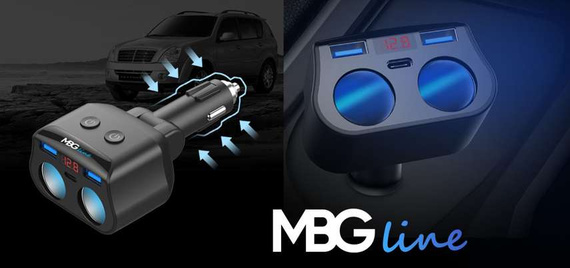 MBG line® HC69PD -  Cigarette lighter socket splitter Voltmeter Charger 2 x USB QC3.0