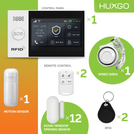 HUXGO® HXA007 - Wireless security system WiFi + GSM with 1x Motion Detector & 12x Door / window sensor | Home Alarm System SET with App TUYA