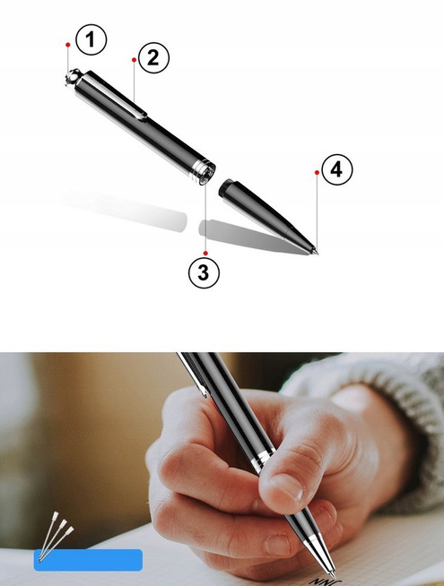 MBG line® Spy Pen Q60 - Voice recorder 8GB - Eavesdropping device192kbps with sound detection 