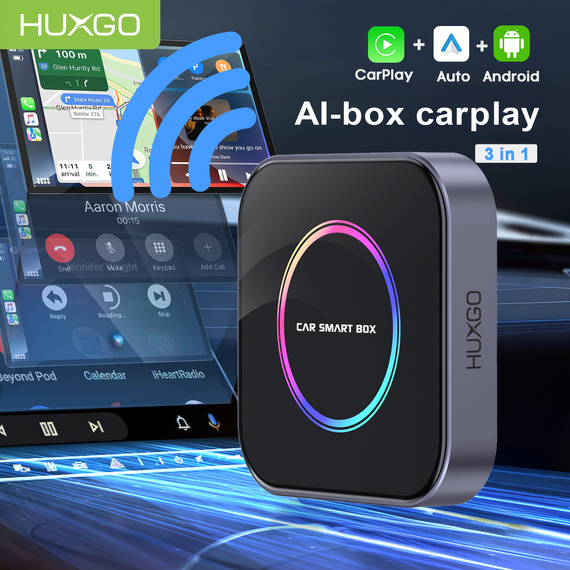 HUXGO® Adaptador inalámbrico 3-en-1 CarPlay y Android Auto compatible con dispositivos Apple y Android