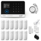 HUXGO® HXA003 - Sistema de seguridad inalámbrico WiFi + GSM con 12x detector de movimiento y 1x sensor para puerta / ventana | KIT de sistema de alarma para el hogar con App TUYA