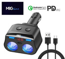 MBG line® HC69PD -  Cigarette lighter socket splitter Voltmeter Charger 2 x USB QC3.0
