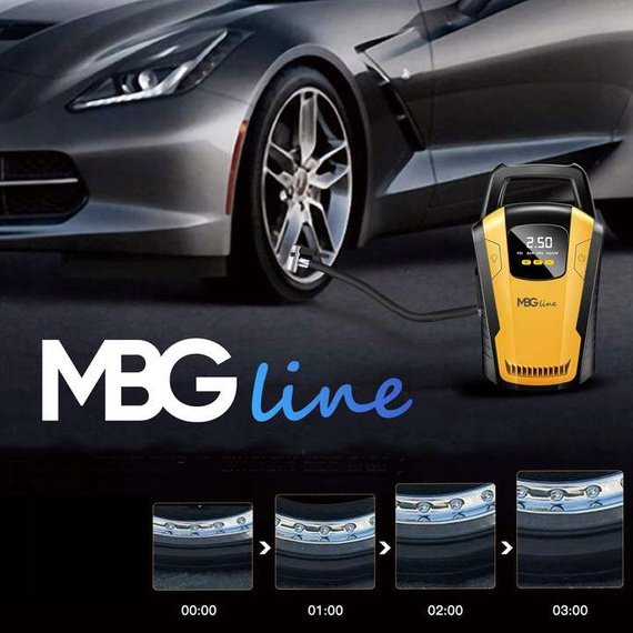 MBG line® Air Pump Car 3650 - Car Compressor 12 V with Digital Display, LED Light