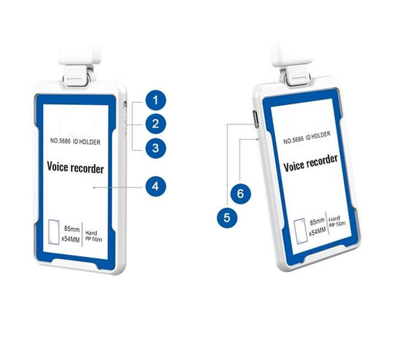 MBG line® Mini Grabadora de Voz Espía en Forma de Credencial 32GB