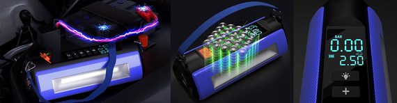 MBG Line® 840CH PRO – Démarreur multifonction avec compresseur d’air, powerbank et double lampe LED – 1000A / 10400mAh / 150 PSI