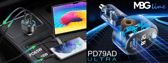 MBG line® PD79AD - Auto-Ladegerät mit Voltmeter - USB-Adapter für Zigarettenanzünder