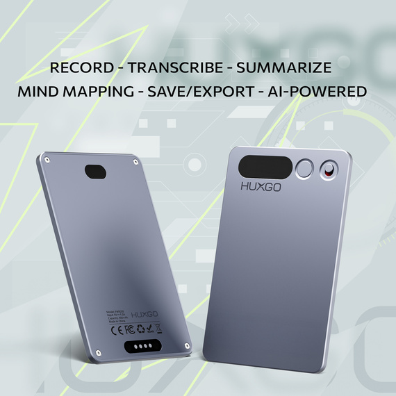 HUXGO® FW920E – Registratore vocale AI intelligente con trascrizione e traduzione in tempo reale