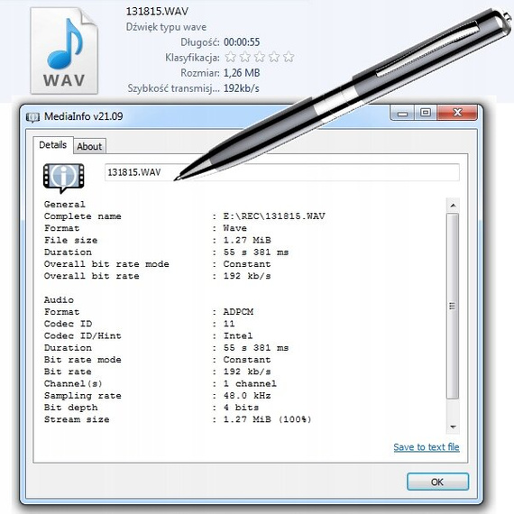 MBG Line® Q91 - stylo enregistreur vocal espion 8GB