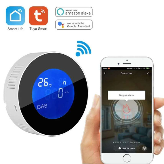HUXGO® HXA210 - Gasmelder - Sensor für Erdgas und LPG - Kompatibel mit der TUYA-App
