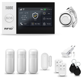 HUXGO® HXA007 - Funk Alarmanlage System WiFi + GSM mit 3x Bewegungsmelder PIR & 1x Fenster und Türsensor sensor | Kabellose Alarmanlage SET mit TUYA App