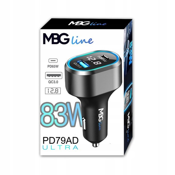 MBG line® PD79AD - Car charger with voltmeter - Cigarette lighter USB Adapter 