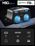 MBG line® HC69PD -  Cigarette lighter socket splitter Voltmeter Charger 2 x USB QC3.0