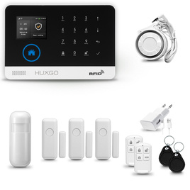 HUXGO® HXA003 - Wireless security system WiFi + GSM 4G with 1x Motion Detector & 3x Door / window sensor | Home Alarm System SET with App TUYA
