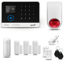 HUXGO® HXA003 - Système de sécurité sans fil Wi-Fi + GSM avec 1x Détecteur de Mouvement & 3x Détecteur pour porte et fenêtre avec Sirène sans fil | Système d'alarme domestique avec l'application TUYA