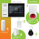 HUXGO® HXA007 - Wireless security system WiFi + GSM 4G LTE with 1x Motion Detector & 5x Door / window sensor with Wireless Siren | Home Alarm System SET with App TUYA