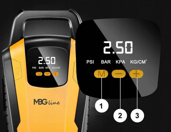 MBG line® Air Pump Car 3650 - Compresseur de voiture 12 V avec écran numérique et lumière LED