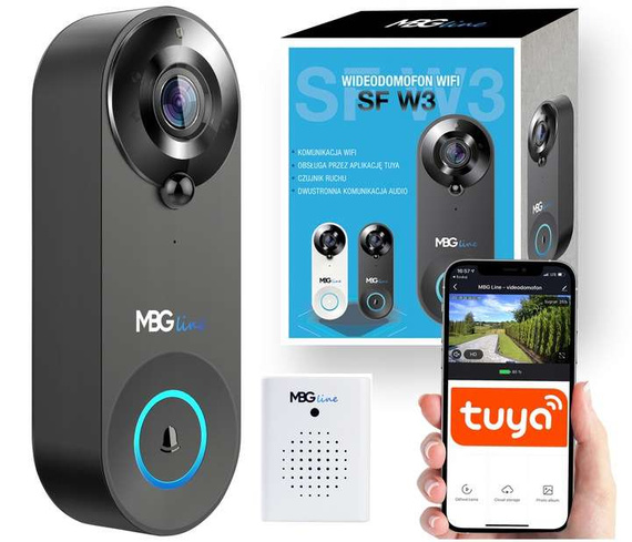 MBG line® SF W3 Negro - Videoportero con sensor PIR - Compatible con la aplicación TUYA