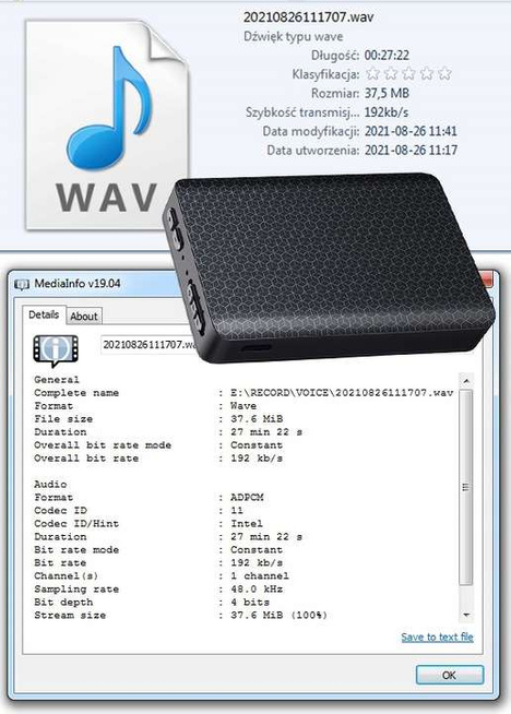 MBG line® Q85 – Mini-Sprachrekorder 32 GB, bis zu 300 Std. Aufnahme, Geräuscherkennung, starker Magnet