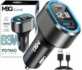 MBG line® PD79AD - Chargeur de voiture avec voltmètre - Adaptateur USB pour allume-cigare